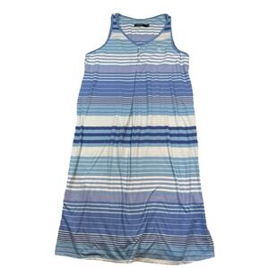 Lauren Ralph Lauren Women's Dress Large Midi Sleeveless Tank Blue White Stripe